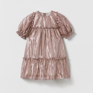 Zara girls shimmery structured striped pink dress